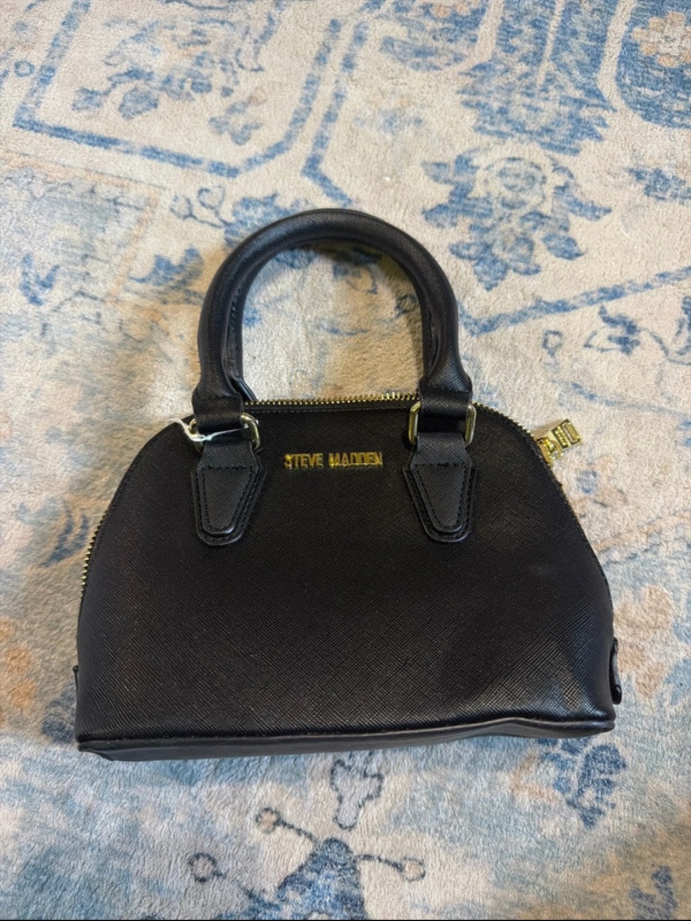 Steve Madden Black Saffiano Dome Mini Satchel